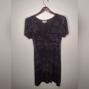 Vintage Espressa USA Women's Babydoll Dress Large Black Floral Y2K Witch MM